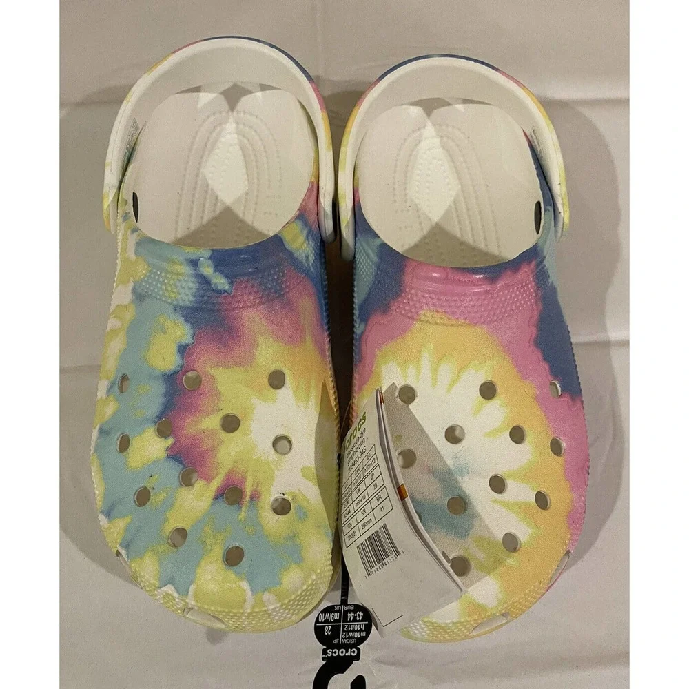 NWT CROCS Classic Tie-Dye Graphic Clogs Size Mens 10 Womens 12 Multicolor New - Picture 2 of 11